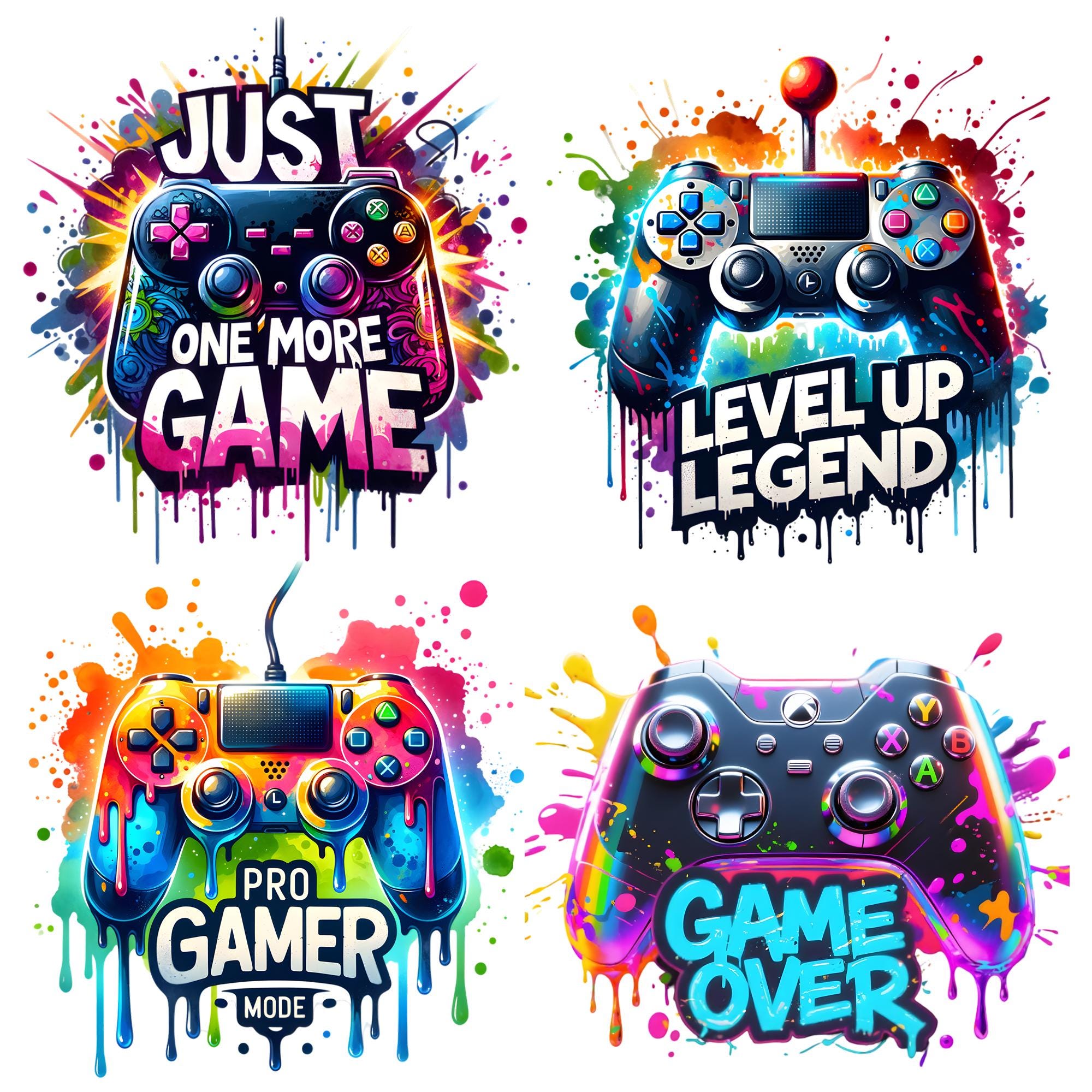 Gaming Clipart PNG Bundle, Gamer PNG, Game Controller Clipart PNG ...