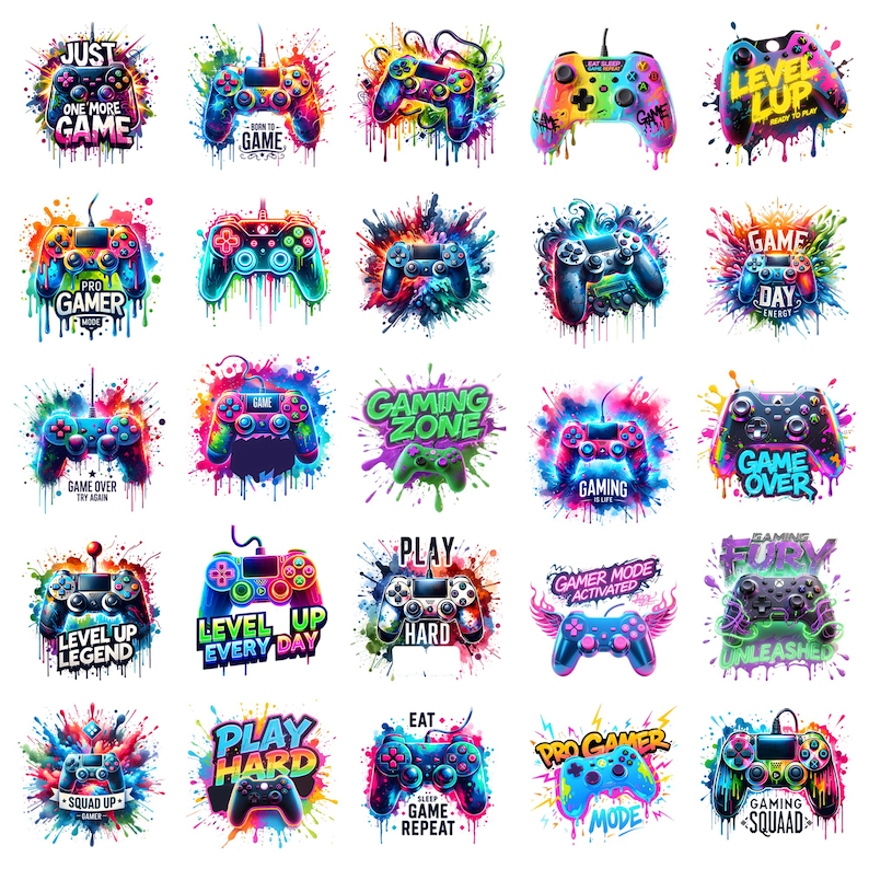 Gaming Clipart PNG Bundle, Gamer PNG, Game Controller Clipart PNG ...