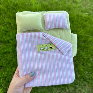Quilted Book Sleeve, Purple Stripe Journal Cover, Kawaii Bed Design, A5/A6 Bookish Merch