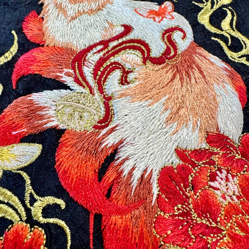 Kitsune Nine-Tailed Fox A5 Journal Cover, Embroidered Fabric Diary, Oriental Mythology Stationery image 11