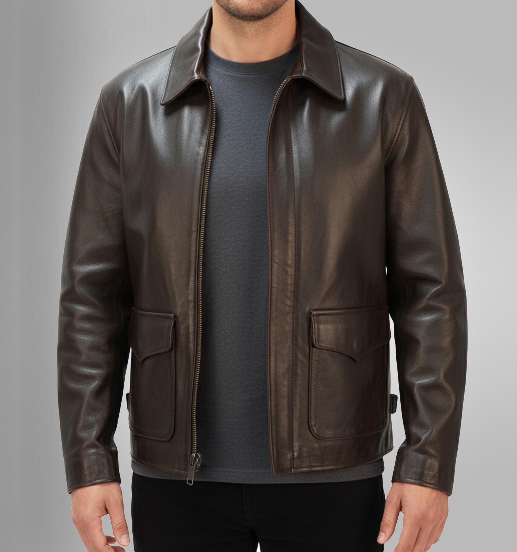 インディアナブラウンレザージャケット、フライトディストレストレザー