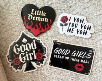 Dark Romance Inspired Sticker Bundle | For Book Lovers Smut Stickers Vinyl Decals for Laptops, Bottles, Kindles, Gifts for Readers