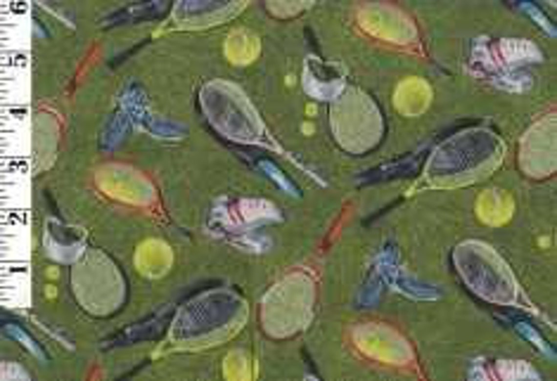 One yard cotton quilting fabric Tennis by RJR Fabrics Etsy