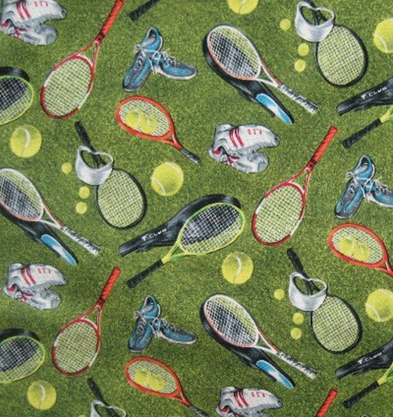 One yard cotton quilting fabric Tennis by RJR Fabrics Etsy