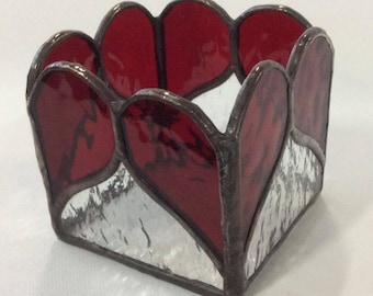 red heart candle holder