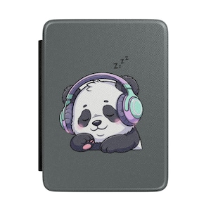Slapende panda met koptelefoon Kindle-hoesje | Lezercover met schattige dieren