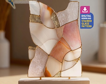 Abstract Pinkies Stained Glass Pattern, DIY Suncatcher Template (Digital Download)
