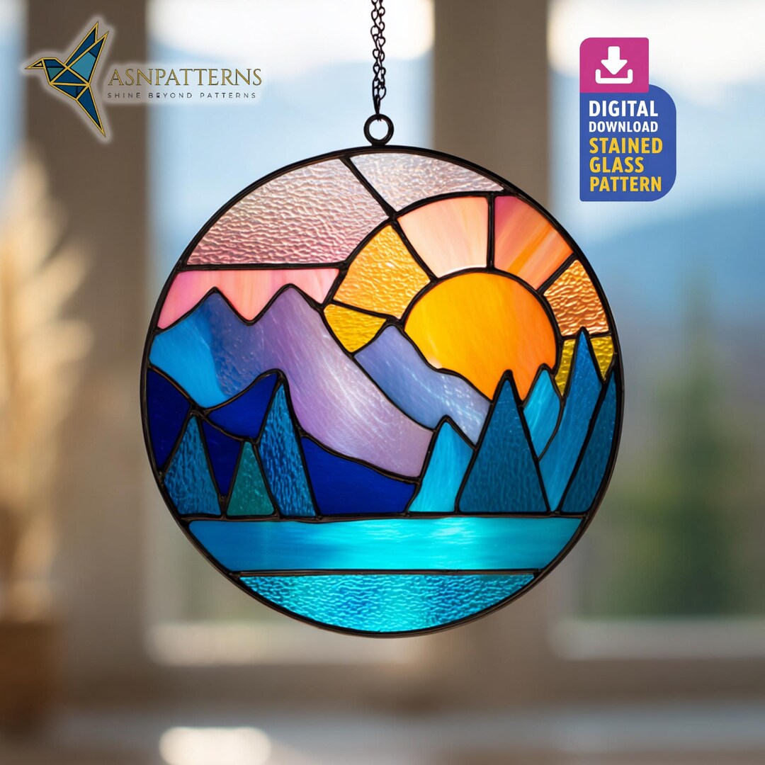 Panneau Vitrail Artisanal Style Victorien - 10 Pouces - Verre Coloré Multicolore - Suncatcher Chloe