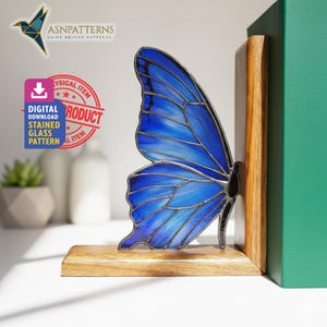 Butterfly Bookend Stained Glass Pattern for DIY Suncatcher and Handmade Home Decor Hand Craft Design, Wall Art