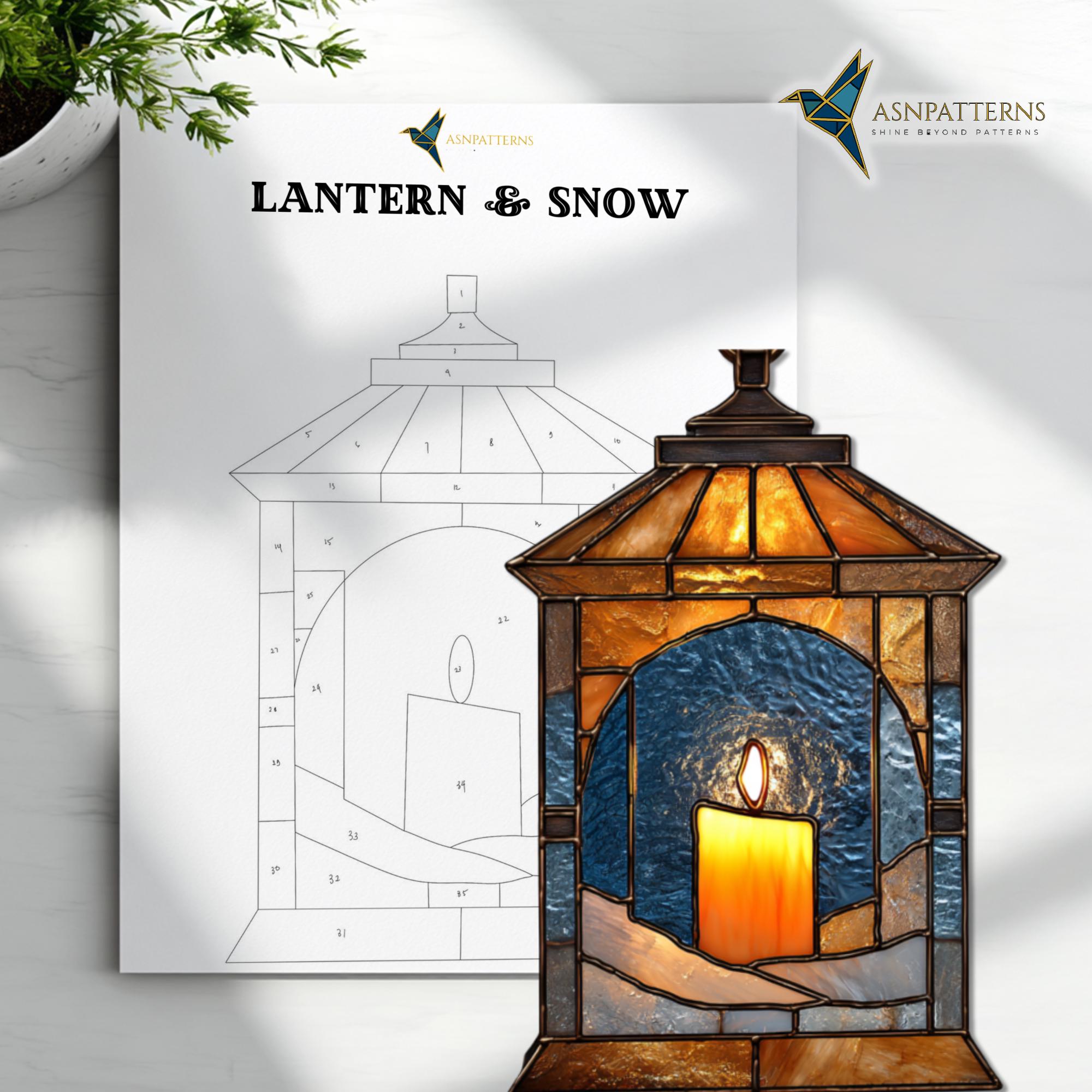 Lantern Stained Glass Pattern, Lantern Suncatcher PDF Template, Home