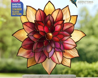 Dahlia stained glass pattern - Etsy 日本
