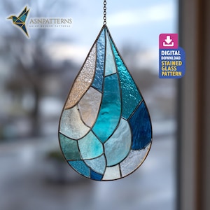 Motivo a goccia d'acqua in vetro colorato, modello acchiappasole a forma di goccia, fai da te fatto a mano, decorazione da appendere alla parete, arte murale