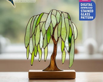 Willow Tree Stained Glass Pattern for DIY Suncatcher and Table Decor