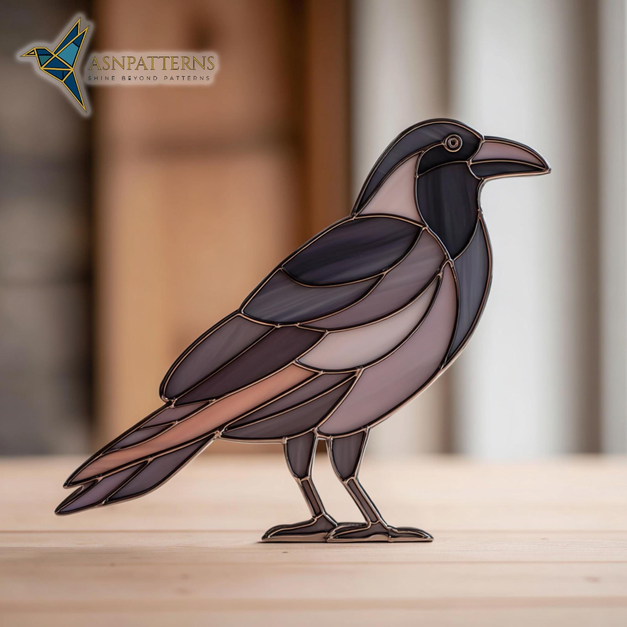 Crow Stained Glass Pattern Crow Raven Witch Suncatcher Stained Glass