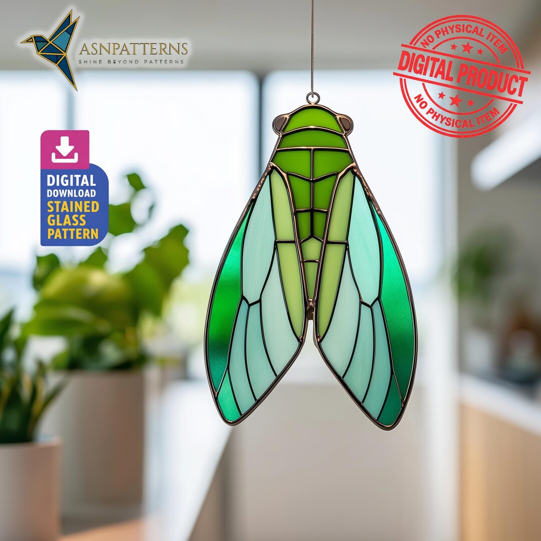 Cicada Stained Glass Pattern, Cicada Suncatcher Template, Home Decor ...