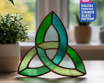 Celtic Trinity Knots Stained Glass Pattern, Celtic Trinity Suncatcher PDF Template, Home Decor, DIY Craft Project, Wall Art