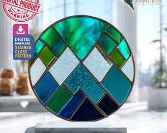 Aurora glas-in-loodpatroon, Aurora Sky Suncatcher ontwerpsjabloon, woondecoratie, doe-het-zelfproject, kunst aan de muur