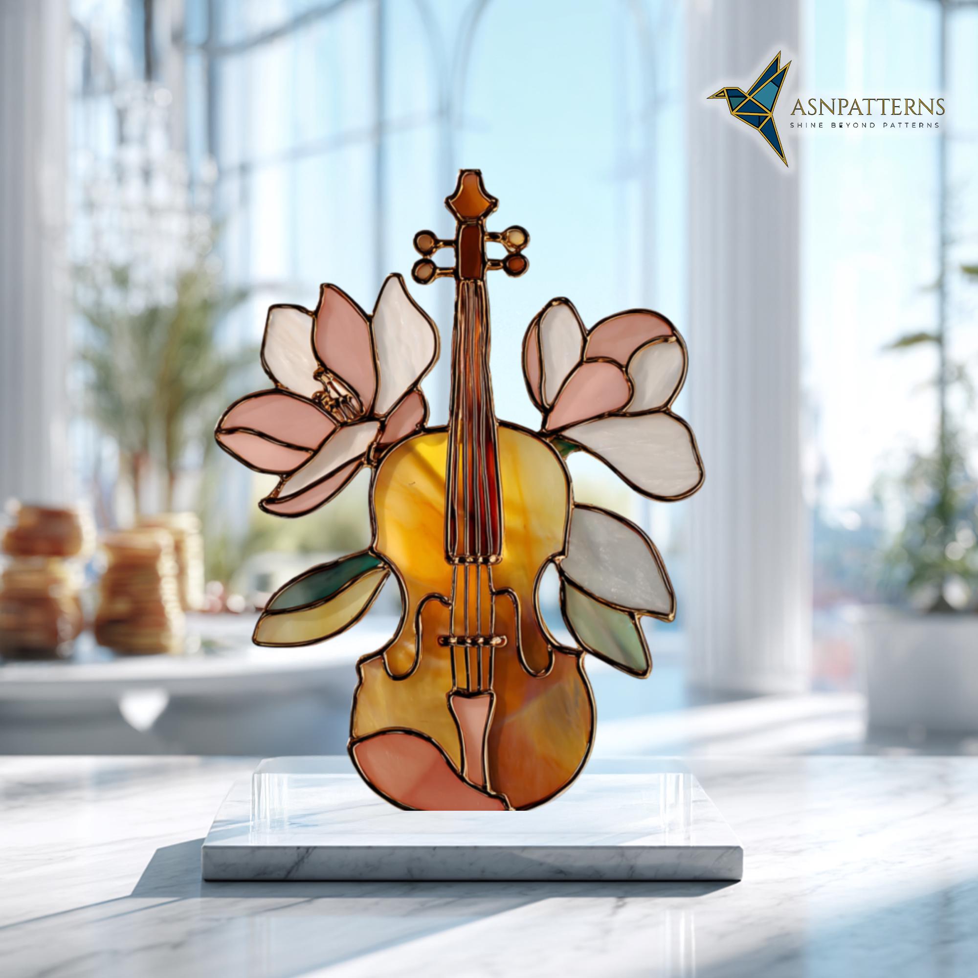 アメリカ Viola Guadagnini Traditional Holstein グラスマスターズ社アールデコ Violinヴァイオリン ステンドグラス 工芸品