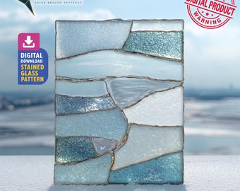 Frozen Lake Stained Glass Pattern, Lake Suncatcher Design, Home Decor, DIY Crafting Project, Wall Art