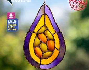 Passion Fruit Stained Glass Pattern, Passion Fruit Suncatcher PDF Template, Home Decor, DIY Crafting Project, Wall Art