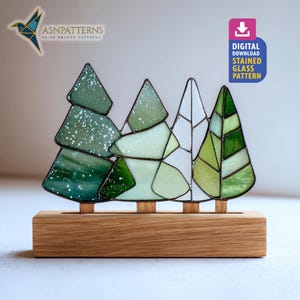 Winter Pine Tree v2 Stained Glass Pattern, Winter Suncatcher, Stained Glass Pine Tree, DIY Stained Glass, Home Decor, Crafting Gift