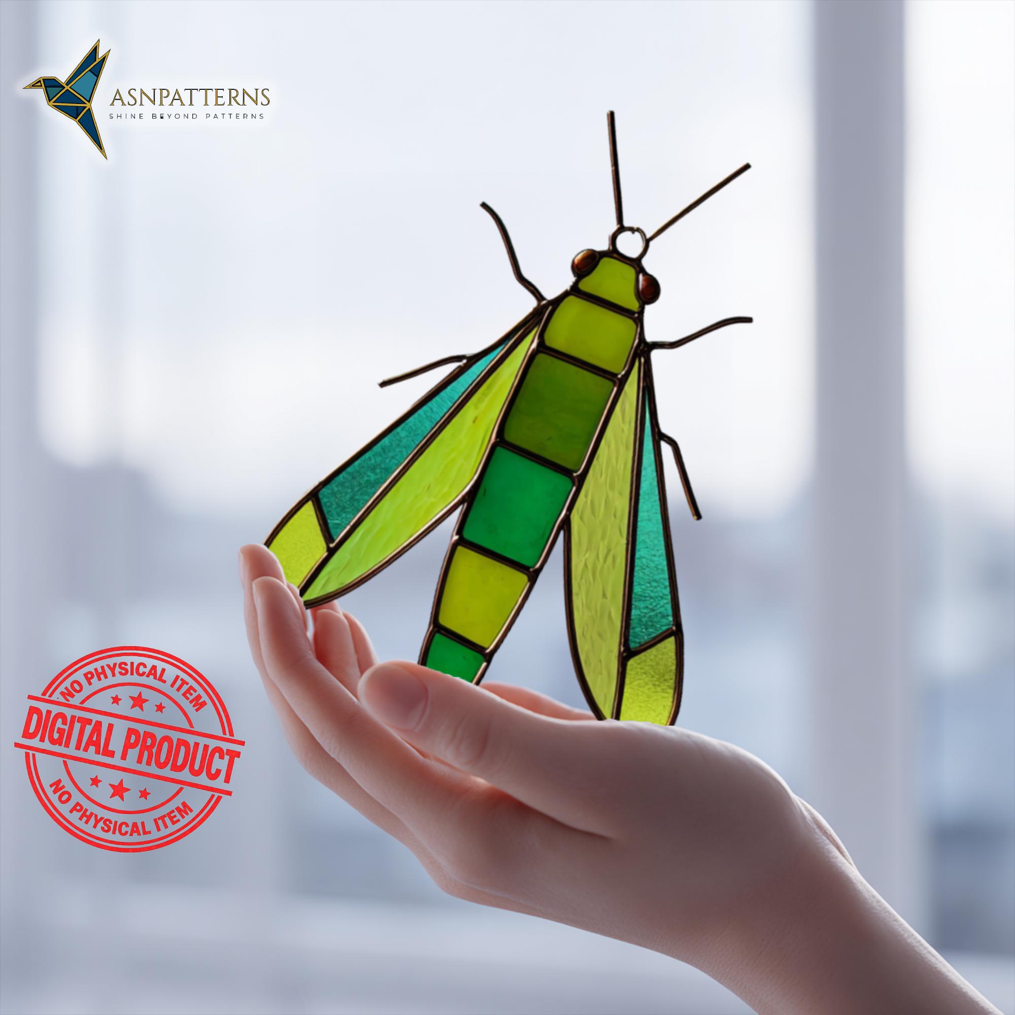 Grasshopper Stained Glass Pattern for DIY Suncatcher and Handmade Home ...