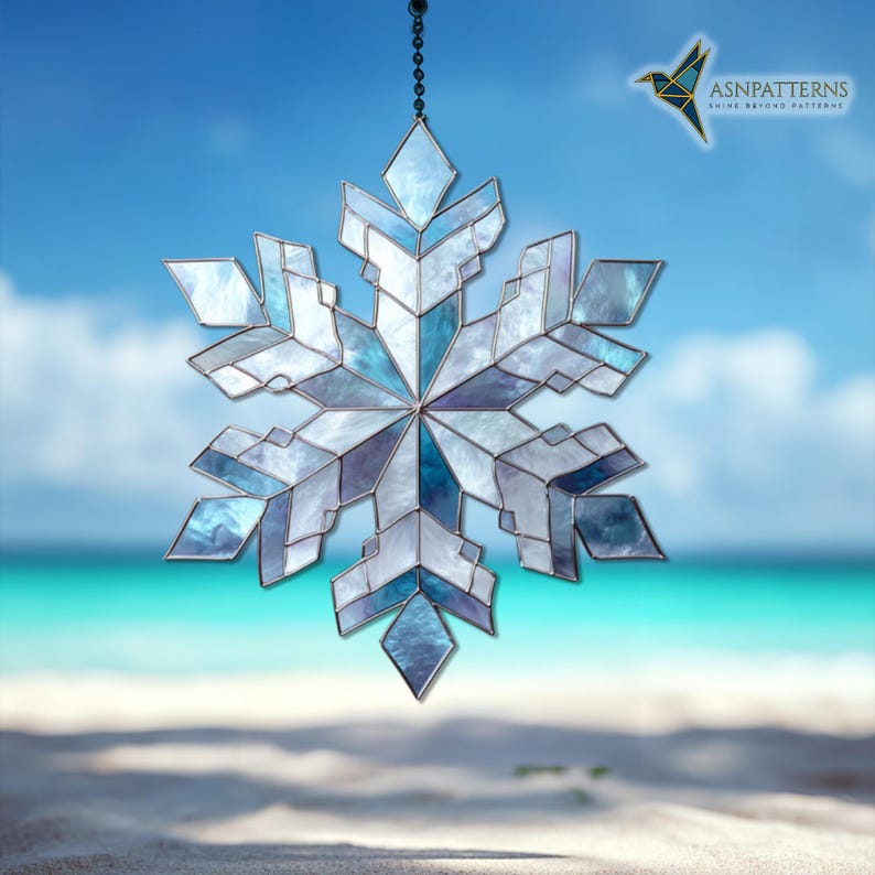Snowflake Glass Pattern Snowflake Stained Glass Pattern, Snowflake Suncatcher, Stained Glass ...