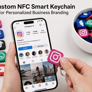 Custom NFC Keychain for Business | Tap to Review Google & Social Media | Smart 3D Printed Logo Keychain Bulk Merch
