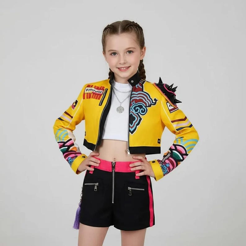 Kpop Demon Hunters Rumi Costume Full Set, Rumi Cosplay Yellow Jacket ...