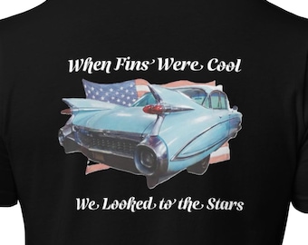 キャデラック フィン Tシャツ、ヴィンテージカー グラフィック Tシャツ