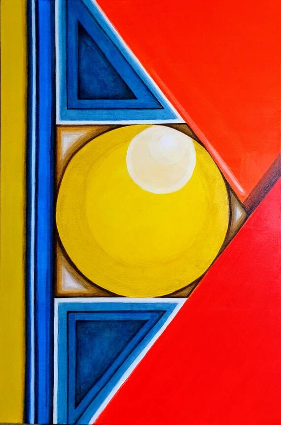 Bold Original Abstract Painting Diverse Geometric Shapes And Etsy