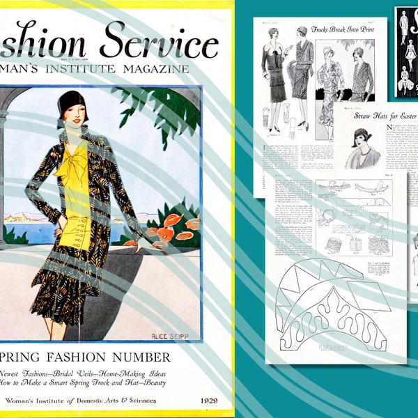 Vintage Fashion Service Woman's Magazine March 1929 Spring Fashion