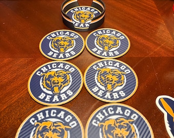 Chicago Bears Carbon Fiber Coaster Set