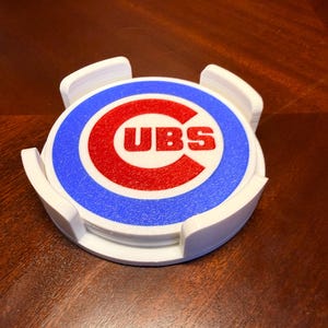 Chicago Cubs Coaster Set with Holder 3D Printed