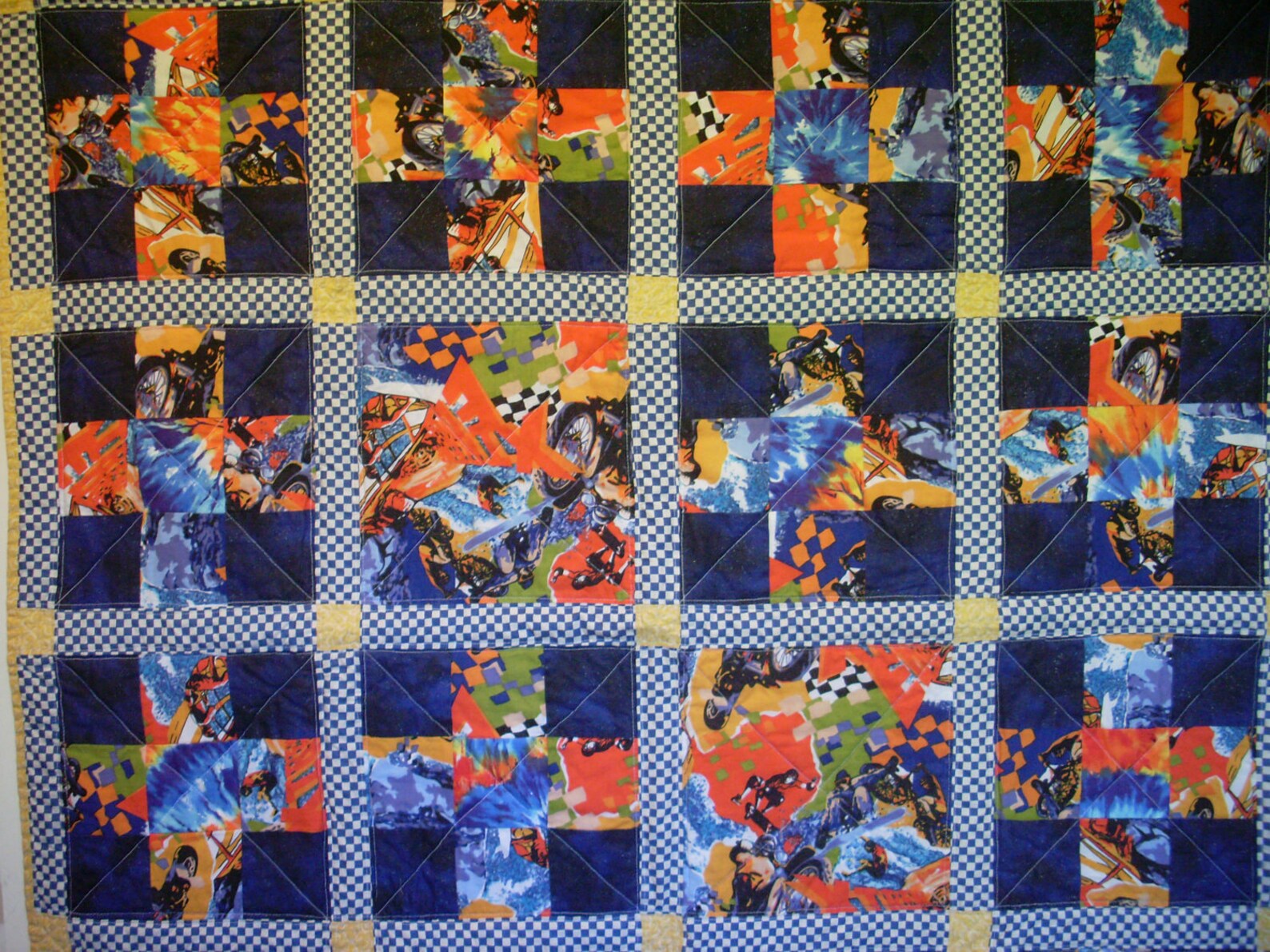 Baby Boy Sports Quilt Blue and Orange Handmade Etsy