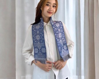 Rawis Cukin Songket Scarf for Women and Men in Denim Color, Women Shawl,Women Scarf,Ladies Shawl,Fashion Scarf,Boho Shawl Scarf