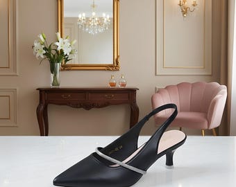 Elegante 7 cm Slingback Heels T Strap Party Schuhe für Frauen Klassische Hochzeit und formelle Abend Pumps