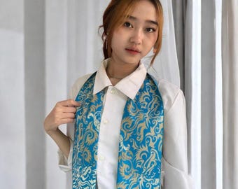 Blue Lurik Scarf – Unisex Batik Scarf with Traditional Motif, Women Shawl,Women Scarf,Ladies Shawl,Fashion Scarf,Boho Shawl Scarf