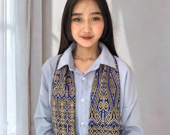 Navy Blue Ethnic Mix Batik Neck Scarf, Women Shawl,Women Scarf,Ladies Shawl,Fashion Scarf,Boho Shawl Scarf