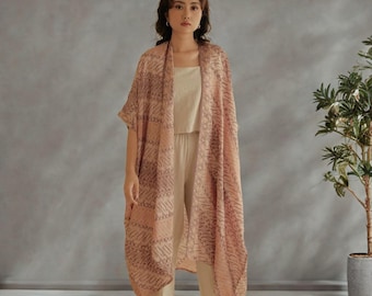Kirana Batik Outer in Graceful Lembayung Hues of Evening Serenity, Batik Outerwear, Kimono Batik, Ethnic, Traditional Batik