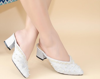 Elegante Angelonia Lace Brokat Hochzeit Heels, Brautschuhe Verschönerte Sparkly Payet Party Sandalen