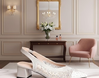 Elegante Slingback Heels 5 cm Formelle Partyschuhe für Frauen Klassische Hochzeit Gast Pantoletten Anspruchsvolle Spitze Pumps