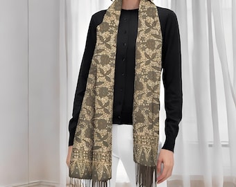 Sogan Batik Scarf – Traditional Batik Cap Shawl for Women, Women Shawl,Women Scarf,Ladies Shawl,Fashion Scarf,Boho Shawl Scarf