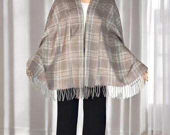 Cashmere Checked Shawl Unisex Pashmina Scarf,Women Shawl,Women Scarf,Ladies Shawl,Fashion Scarf,Boho Shawl Scarf