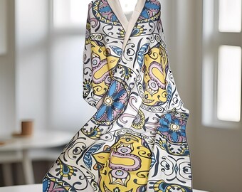 Summer Floral Virgin Wool Shawl Lightweight Bloom Wrap,Women Shawl,Women Scarf,Ladies Shawl,Fashion Scarf,Boho Shawl Scarf