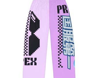 Retro Vaporwave Chess Graphics Pajama Pants | Lilac AOP Lounge