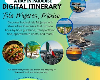 Isla Mujeres, Mexico 24-Hour Itinerary | Digital Travel Guide + Food, Beaches & Snorkel Mini-Guides (Digital Download)