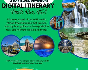 Puerto Rico 48-Hour Itinerary + Mini-Guides | Rainforest, Biobay, Foodie Guide (Digital Download)