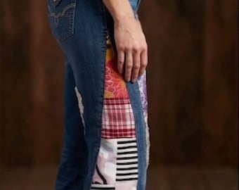 OOAK Upcycled Patchwork Jeans | Handmade Quilted Denim Pants | Boho Cottagecore Wearable Art | Women’s Festival Jeans | Sustainable Fashion