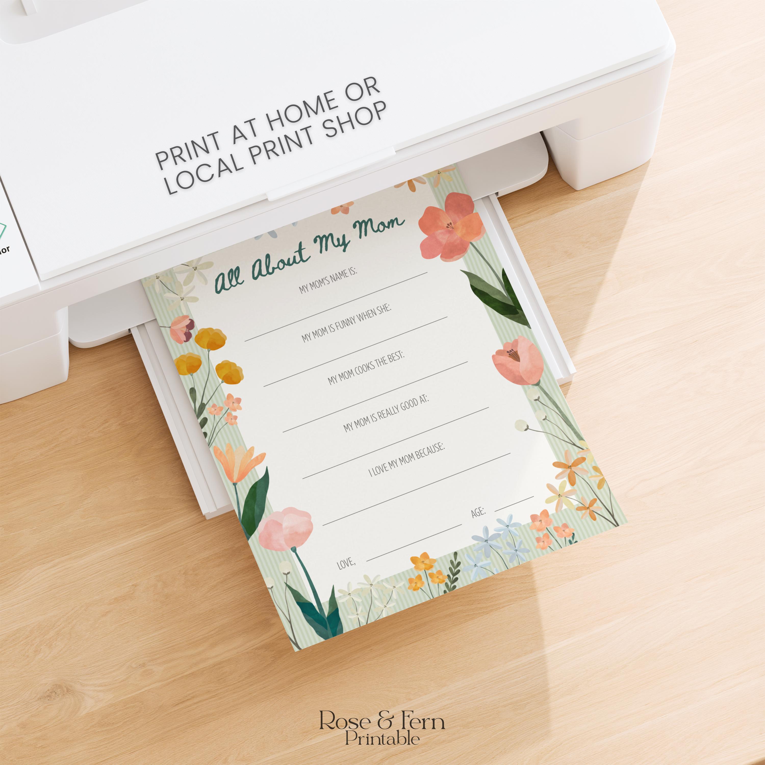 Mothers Day Interview Printable, All About My Mom Worksheet, Kids ...